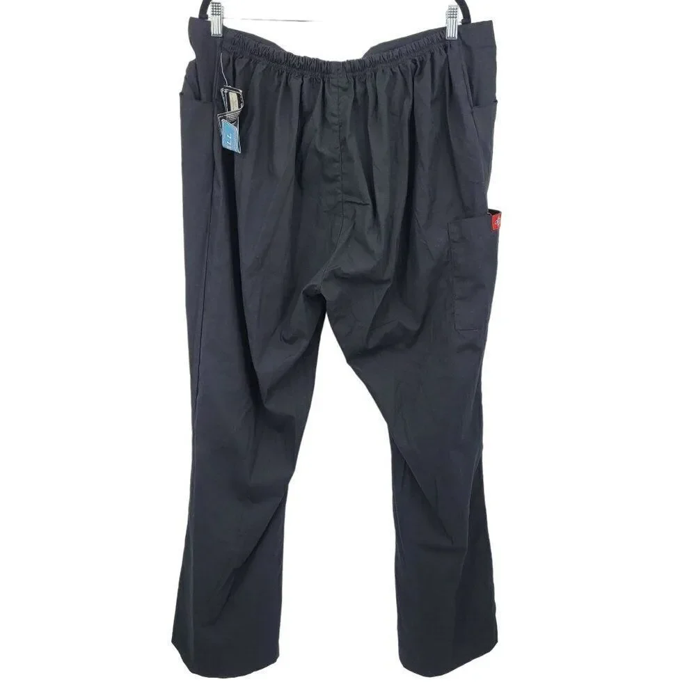 Dickies Black 2X TL Work Pant Elastic Drawstring Waist Pocket Lightweight Cotton